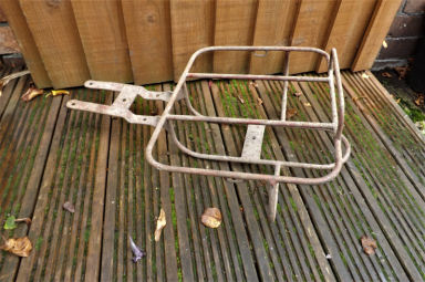 Vintage scooter rack with spare wheel carrier