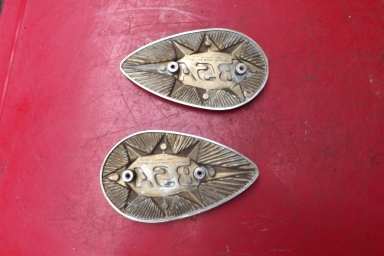 BSA pear shaped metal badges